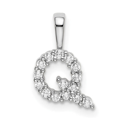 14k White Gold 1/6 Ct. Lab Grown Diamond VS/SI+ G+ Letter Q Initial Pendant