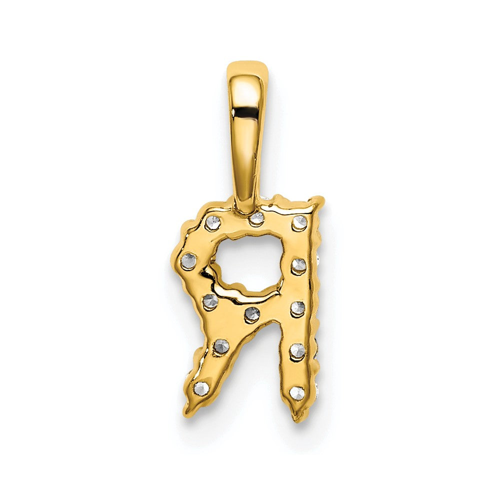 14k Yellow Gold 1/8 Ct. Lab Grown Diamond VS/SI+ G+ Letter R Initial Pendant