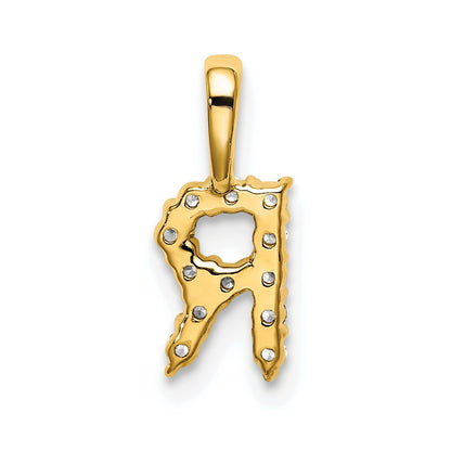 14k Yellow Gold 1/8 Ct. Lab Grown Diamond VS/SI+ G+ Letter R Initial Pendant