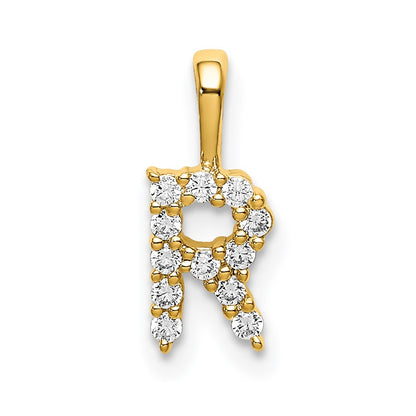 14k Yellow Gold 1/8 Ct. Lab Grown Diamond VS/SI+ G+ Letter R Initial Pendant
