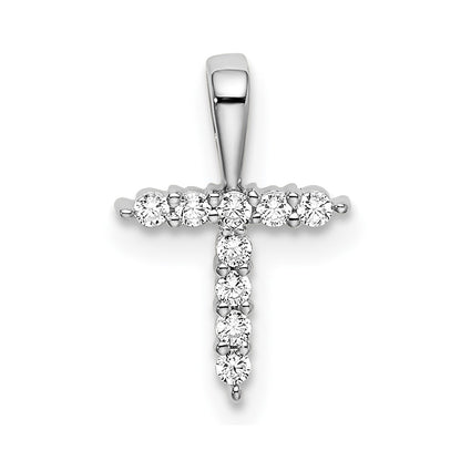 14k White Gold 1/10 Ct. Lab Grown Diamond VS/SI+ G+ Letter T Initial Pendant