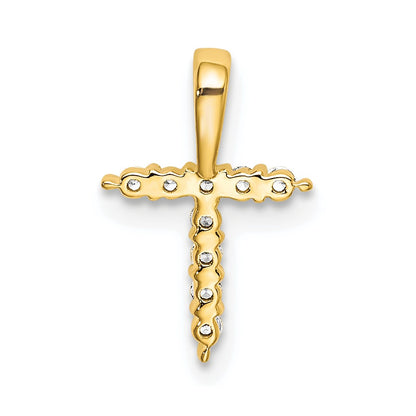 14k Yellow Gold 1/10 Ct. Lab Grown Diamond VS/SI+ G+ Letter T Initial Pendant