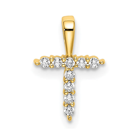 10k Yellow Gold Lab Grown VS/SI+ G+ Diamond Letter T Initial Pendant