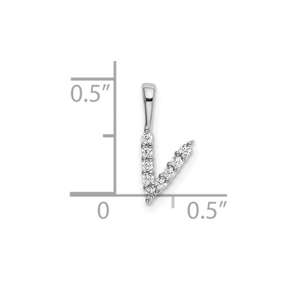 14k White Gold 1/10 Ct. Lab Grown Diamond VS/SI+ G+ Letter V Initial Pendant