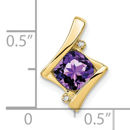 10K Yellow Gold Amethyst And Diamond Pendant