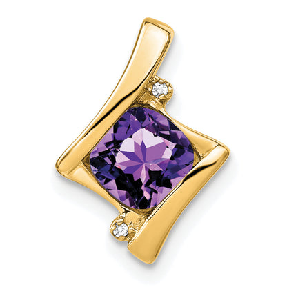 10K Yellow Gold Amethyst And Diamond Pendant