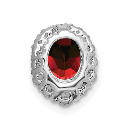 14k White Gold 1/3 Ct. Lab Grown Diamond VS/SI+ G+ and Lab Created Ruby Halo Chain Slide Pendant
