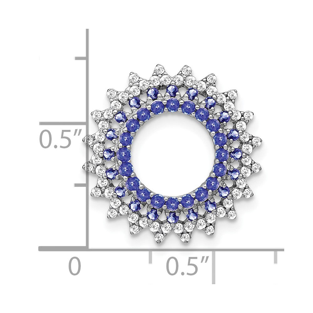 14k White Gold 14k White Gold Tanzanite and Diamond Sunburst Chain Slide