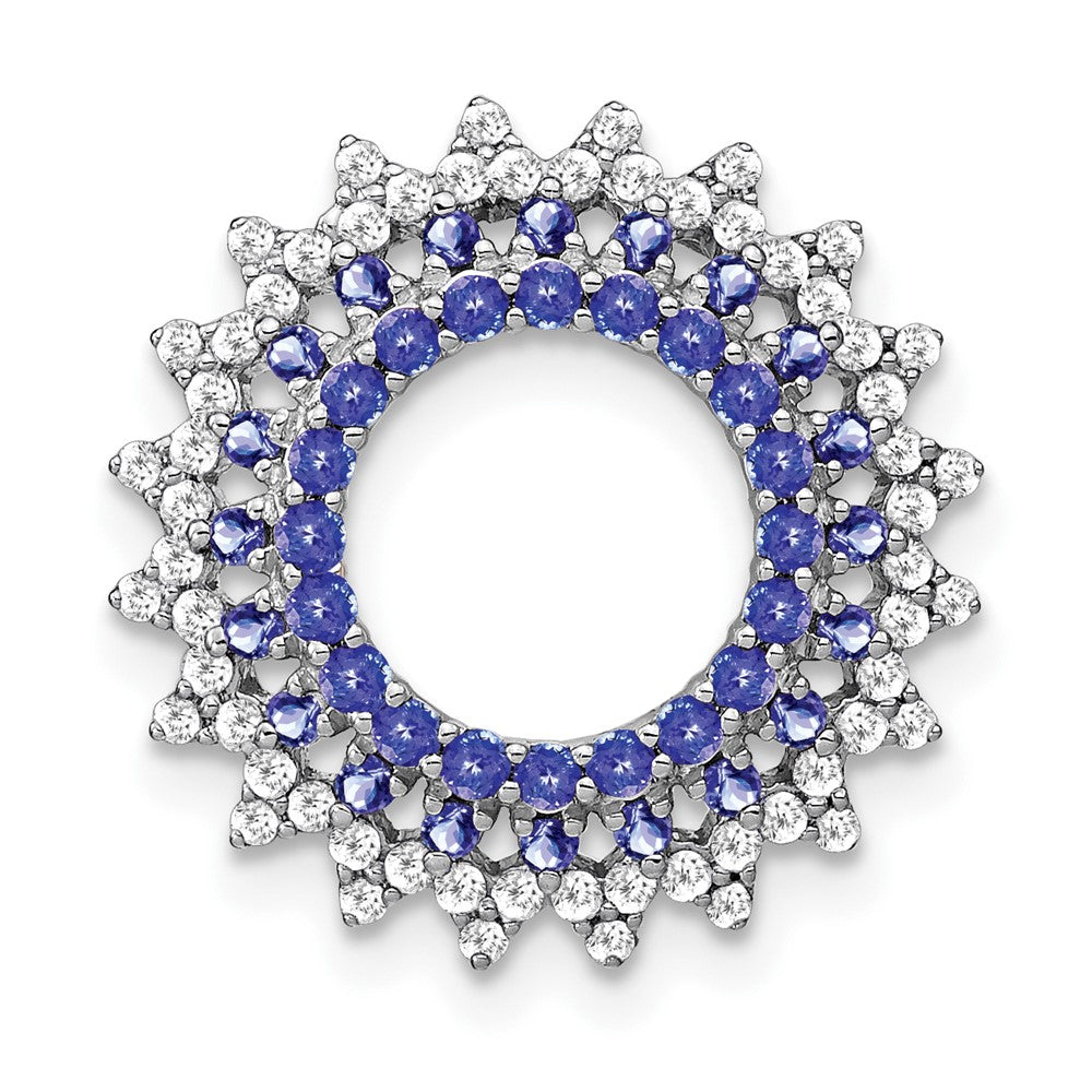 14k White Gold 14k White Gold Tanzanite and Diamond Sunburst Chain Slide