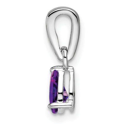 10K White Gold Pear Amethyst And Diamond Pendant