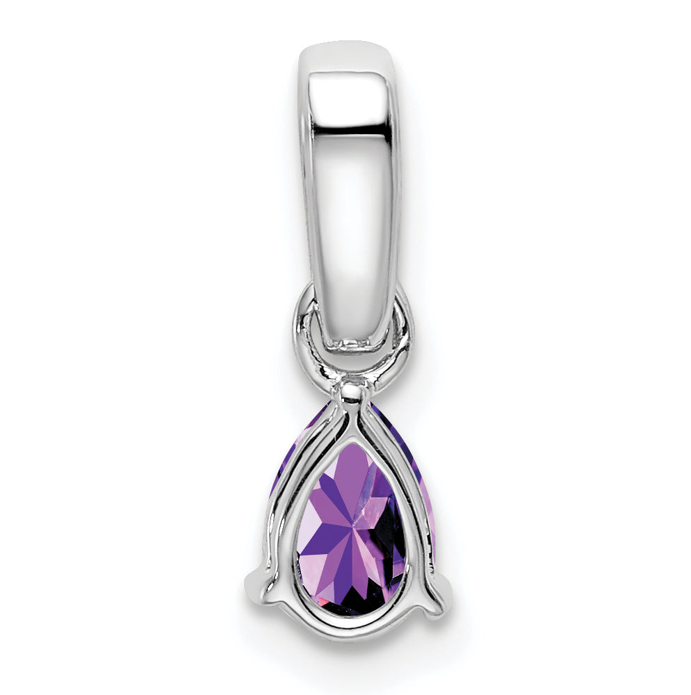 10K White Gold Pear Amethyst And Diamond Pendant