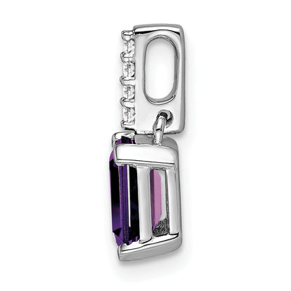 10K White Gold Amethyst And Diamond Pendant