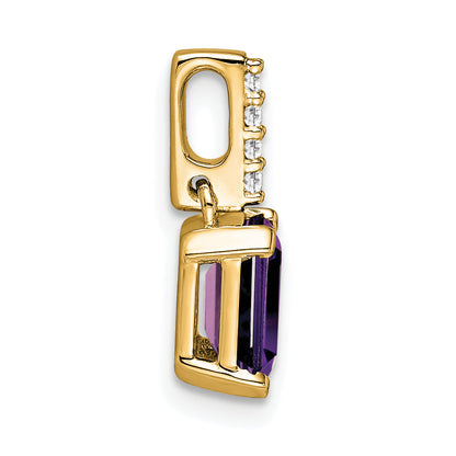 10K Yellow Gold Amethyst And Diamond Pendant