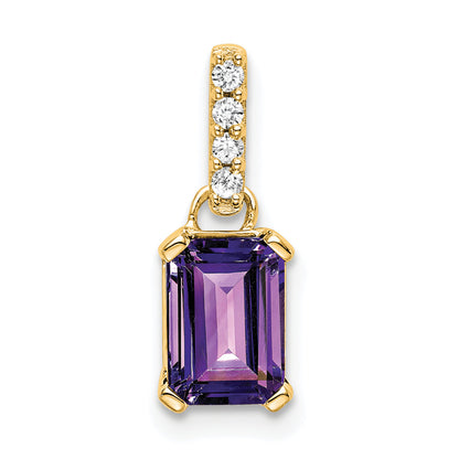 10K Yellow Gold Amethyst And Diamond Pendant