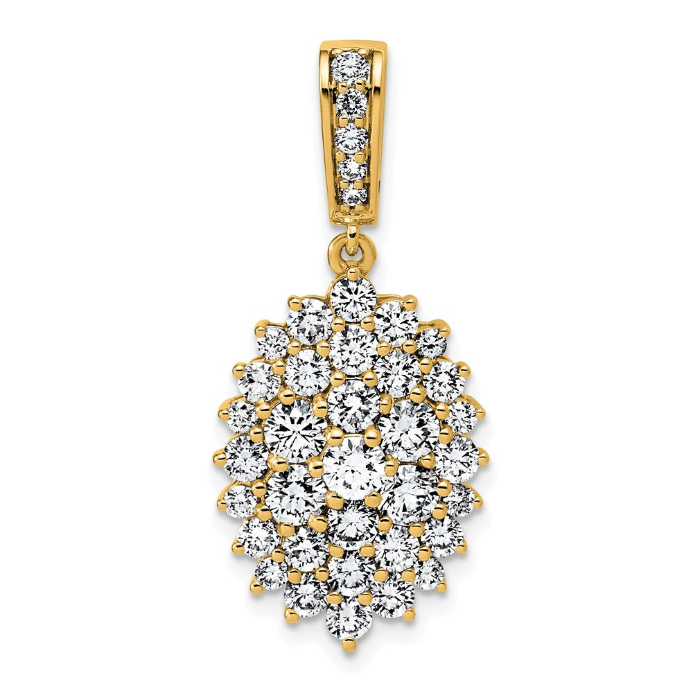 14K Yellow Gold 2 1/2 Carat Lab Grown Diamond Vs/Si G+ Complete Cluster Pendant