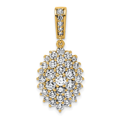 14K Yellow Gold 2 1/2 Carat Lab Grown Diamond Vs/Si G+ Complete Cluster Pendant