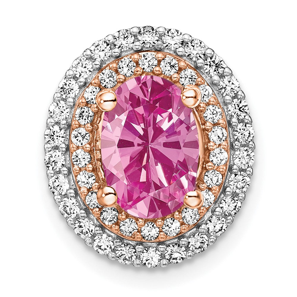 14k Two-Tone Gold Lab Grown Real Diamond u0026 Created Pink Sapphire Pendant