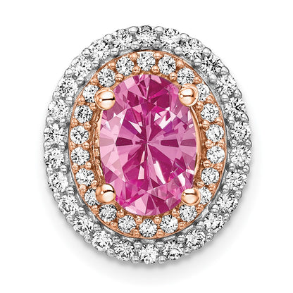 14k Two-Tone Gold Lab Grown Real Diamond u0026 Created Pink Sapphire Pendant
