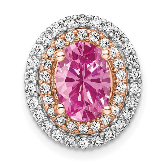 14k Two-Tone Gold Lab Grown Real Diamond u0026 Created Pink Sapphire Pendant
