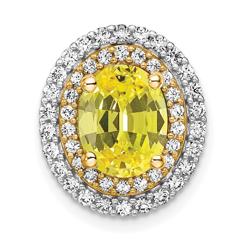 14k Two-Tone Gold Lab Grown Real Diamond u0026 Created Yellow Sapphire Pendant