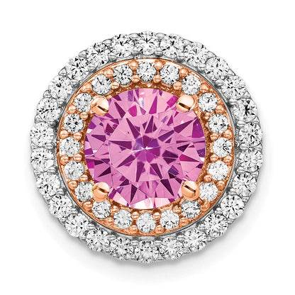 14k Two-Tone Gold Lab Grown Real Diamond u0026 Created Pink Sapphire Pendant