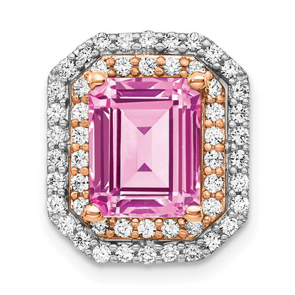 14k Two-Tone Gold Lab Grown Real Diamond u0026 Created Pink Sapphire Pendant