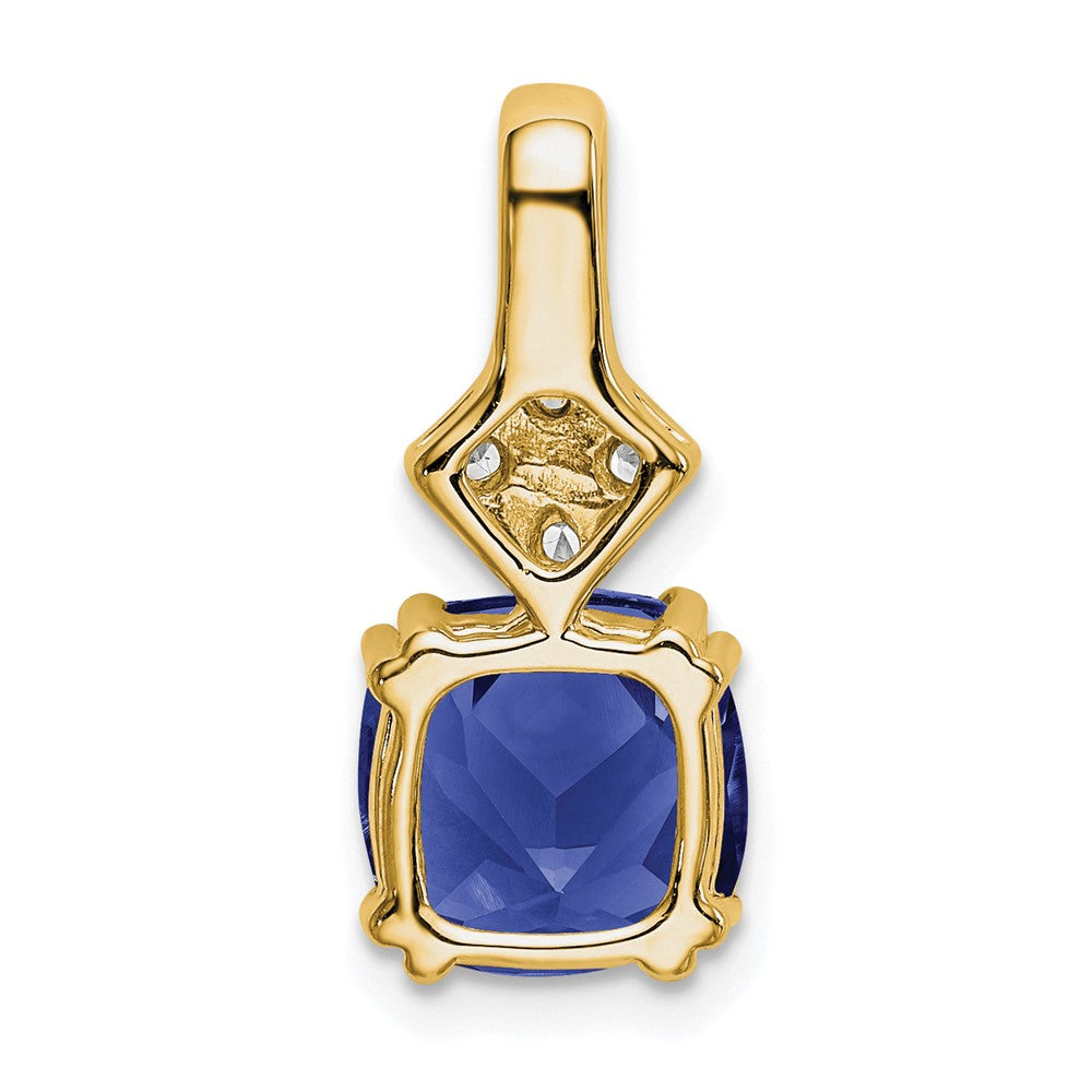 14k Yellow Gold 1/5 Ct. Lab Grown Diamond VS/SI+ G+ and Lab Created Blue Sapphire Pendant