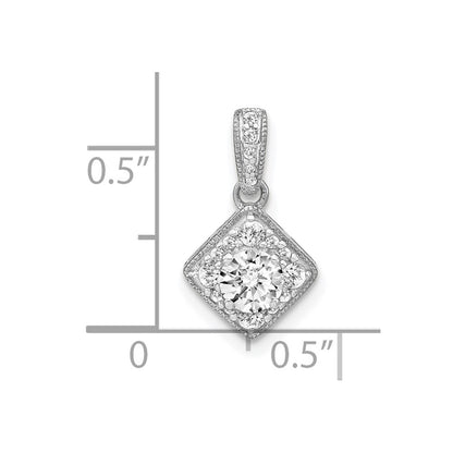 14k White Gold 1/2 Ct. Lab Grown Diamond VS/S FGH Square Vintage Pendant