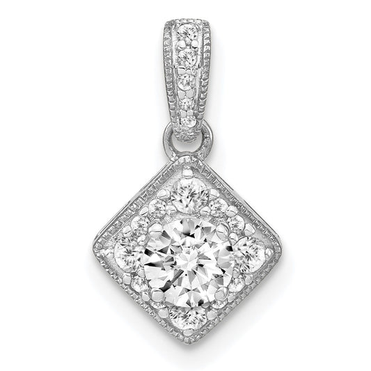 14k White Gold 1/2 Ct. Lab Grown Diamond VS/S FGH Square Vintage Pendant