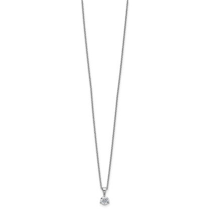 14k White Gold 7/8 Ct. Lab Grown Diamond VS/SI+ G+ Three Prong 18 inch Solitare Pendant Necklace