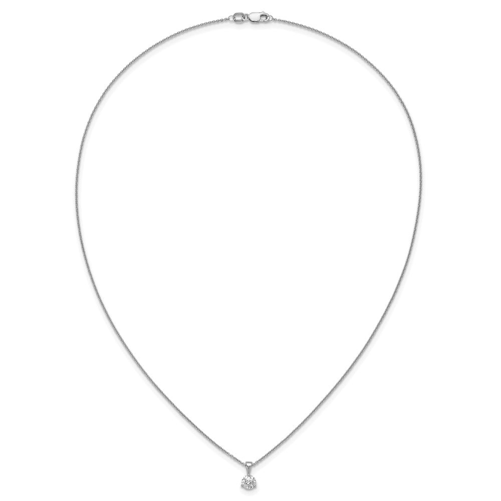 14k White Gold 7/8 Ct. Lab Grown Diamond VS/SI+ G+ Three Prong 18 inch Solitare Pendant Necklace