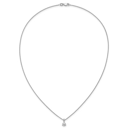 14k White Gold 7/8 Ct. Lab Grown Diamond VS/SI+ G+ Three Prong 18 inch Solitare Pendant Necklace