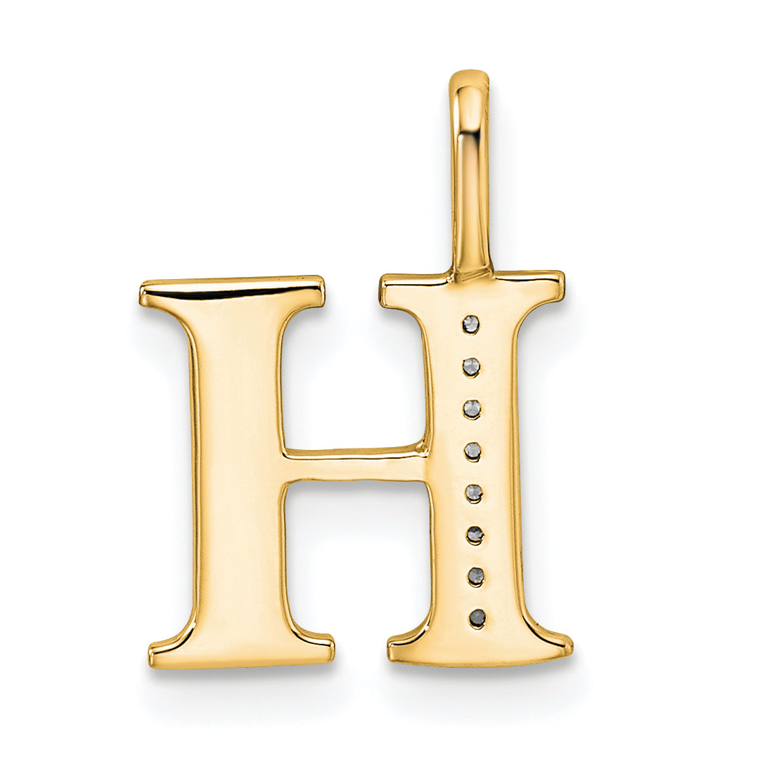 10K Yellow Gold 10K Diamond Letter H Initial Pendant