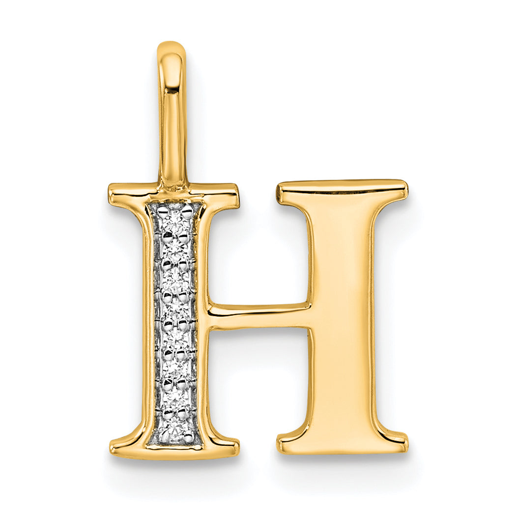 10K Yellow Gold 10K Diamond Letter H Initial Pendant