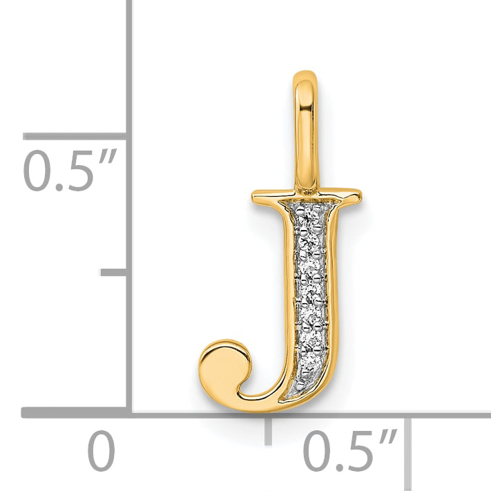 10K Yellow Gold 10K Diamond Letter J Initial Pendant
