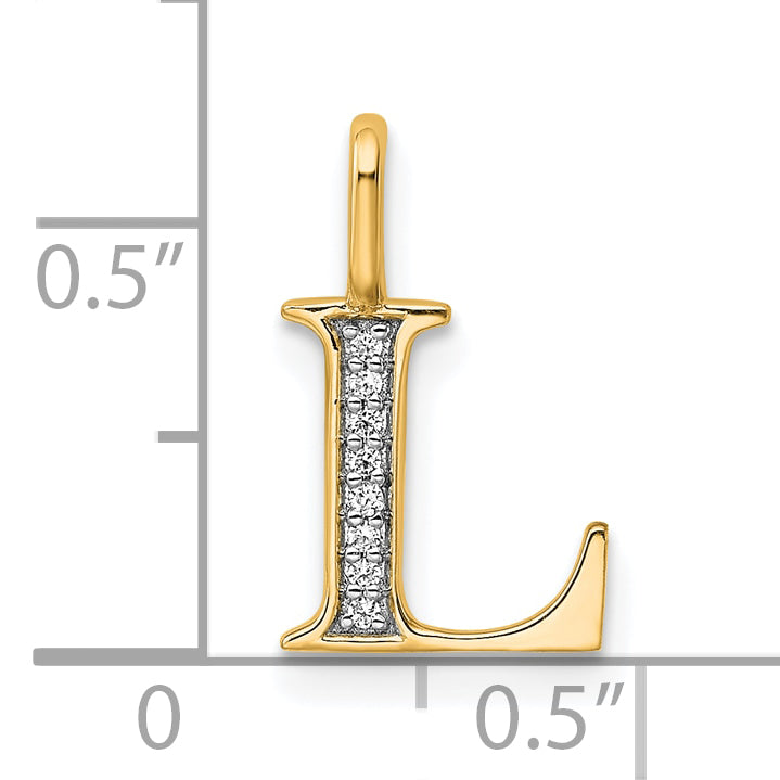 10K Yellow Gold 10K Diamond Letter L Initial Pendant