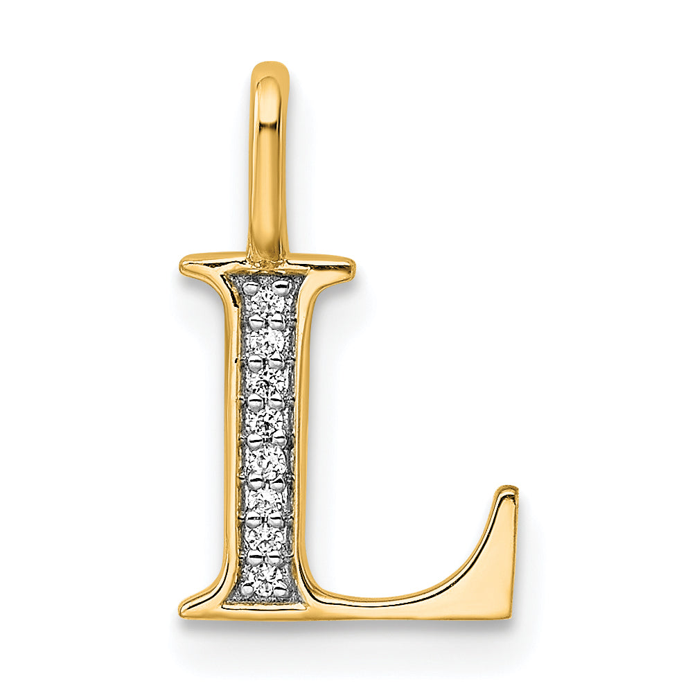 10K Yellow Gold 10K Diamond Letter L Initial Pendant