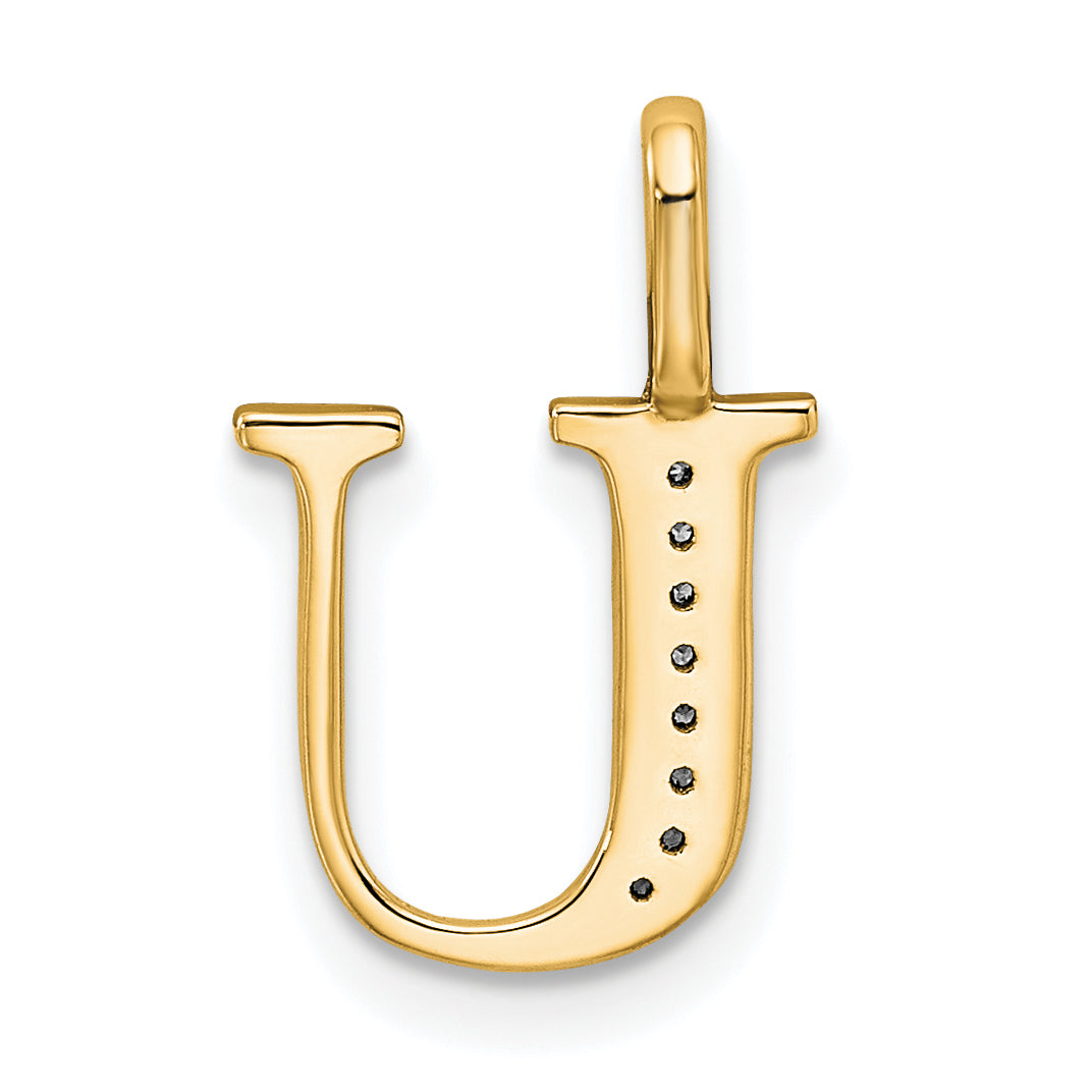 10K Yellow Gold 10K Diamond Letter U Initial Pendant