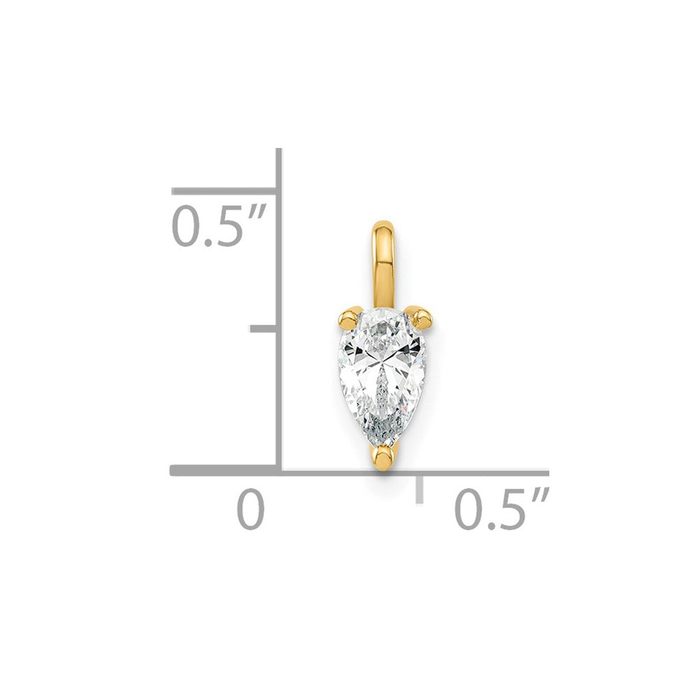 14k Yellow Gold Lab Grown Diamond VS/SI+ G+ 6.25x4.2mm Pear Solitaire Pendant