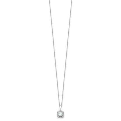 10k White Gold 1/4 Ct. Lab Grown Diamond VS/SI+ G+ and Created Opal 18 inch Pendant Necklace