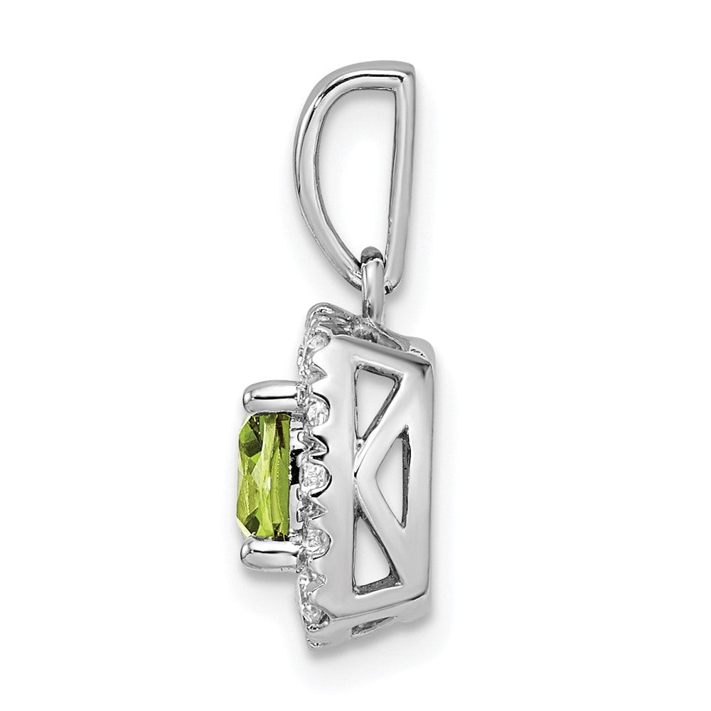 14k White Gold 1/4 Ct. Lab Grown Diamond VS/SI+ G+ August Birthstone Peridot Halo Pendant