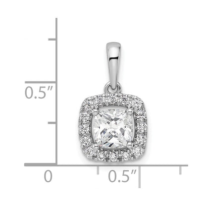 14k White Gold 1/4 Ct. Lab Grown Diamond VS/SI+ G+ April Birthstone White Sapphire Halo Pendant