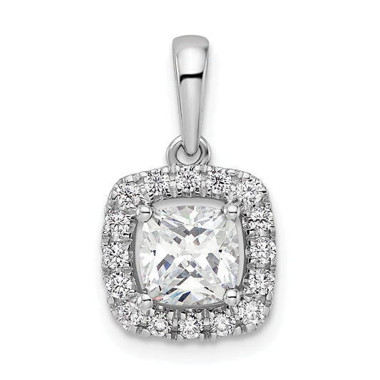 14k White Gold 1/4 Ct. Lab Grown Diamond VS/SI+ G+ April Birthstone White Sapphire Halo Pendant
