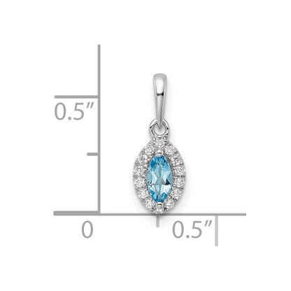 14k White Gold 1/10 Ct. Lab Grown Diamond VS/SI+ G+ and Aquamarine March Birthstone Pendant
