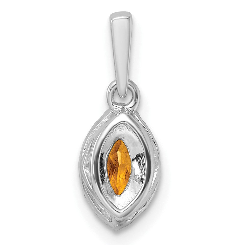 14k White Gold 1/10 Ct. Lab Grown Diamond VS/SI+ G+ and Citrine November Birthstone Pendant