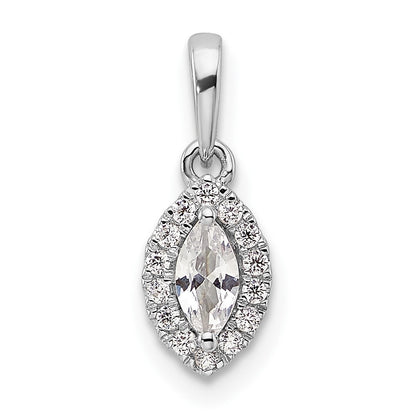 14k White Gold 1/10 Ct. Lab Grown Diamond VS/SI+ G+ and White Sapphire April Birthstone Pendant