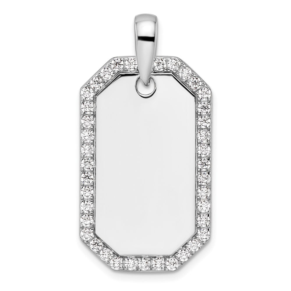 14K White Gold True Origin Men'S 1 Carat Lab Grown Diamond Vs D E F Dog Tag Pendant