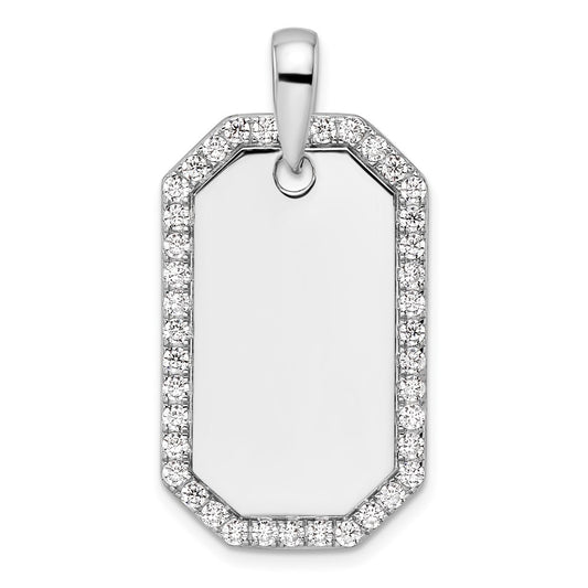 14K White Gold True Origin Men'S 1 Carat Lab Grown Diamond Vs D E F Dog Tag Pendant
