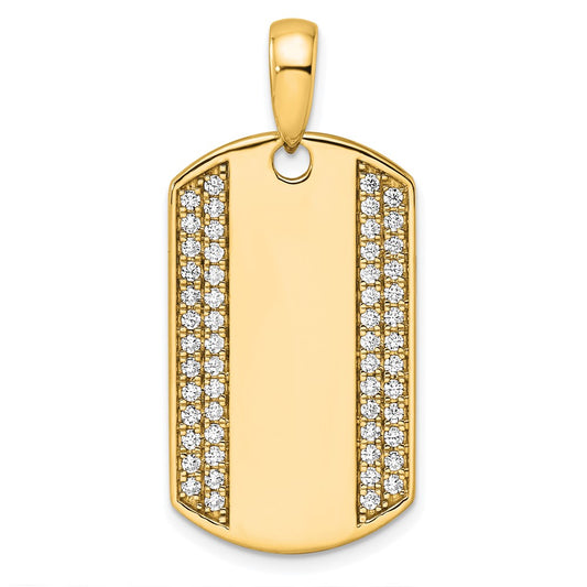 14K Yellow Gold True Origin Men'S 3/4 Carat Lab Grown Diamond Vs D E F Dog Tag Pendant