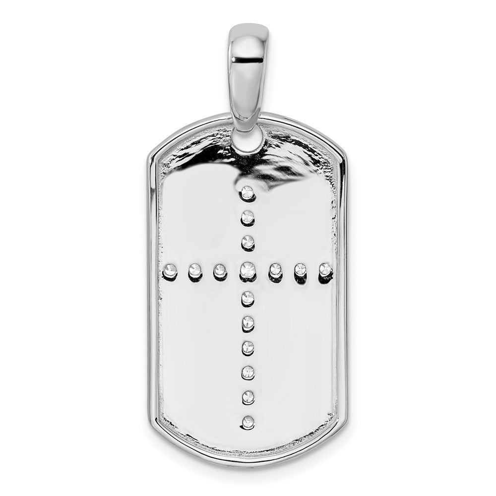 14K White Gold True Origin Men'S 1/2 Carat Lab Grown Diamond Vs D E F Cross Dog Tag Pendant